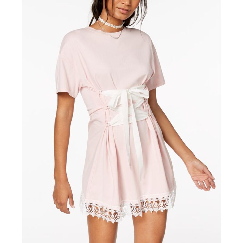 The Edit By Seventeen Juniors Lace Trim Corset T-Shirt Dress